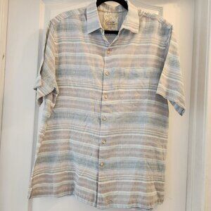 Tasso Elba Mens Short Sleeve Button Up Shirt Beach Island Cotton Casual Medium